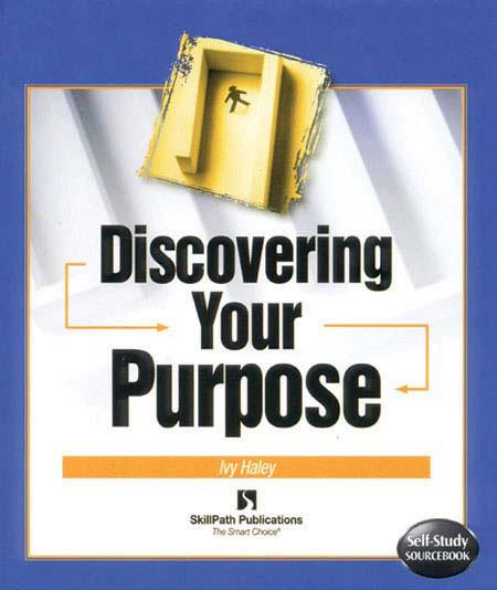 Image of a book cover with the title Discovering Your Purpose.  There is a drawing of a person in a bo at the top of the cover.