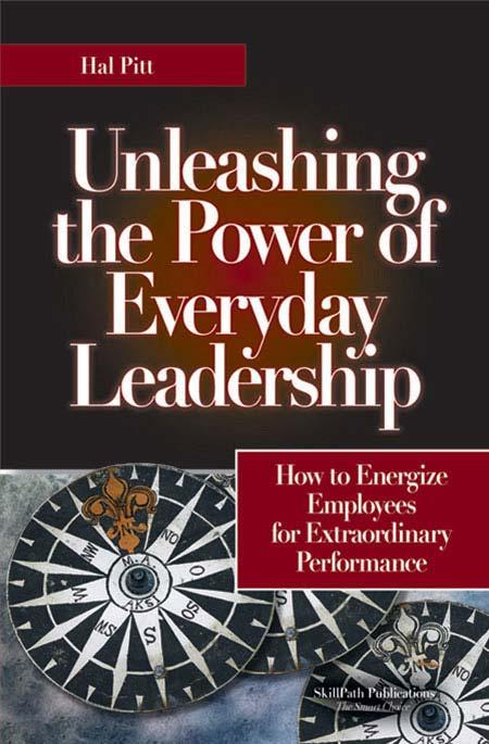 Image of a book cover with the title Unleashing the Power of Everyday Leadership.  There is an image of dartboard on the bottom of the cover.