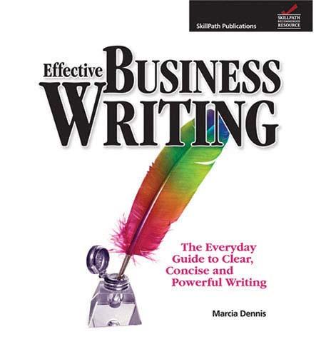 Image of a book cover with the title Effective Business Writing.  There is an image of a quill and ink on the cover.