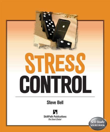 Image of a book cover with the title Stress Control.  There are images of dominos at the top of the book cover.