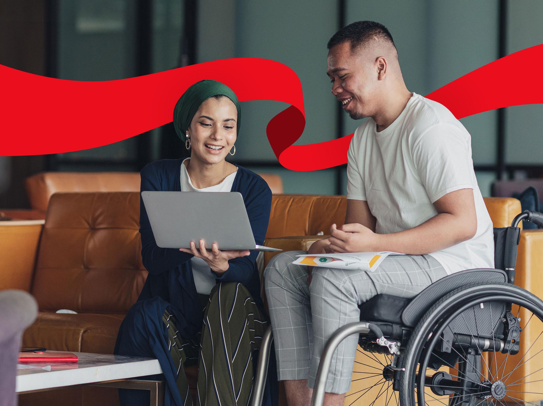 Business professionals collaborating in an inclusive work culture