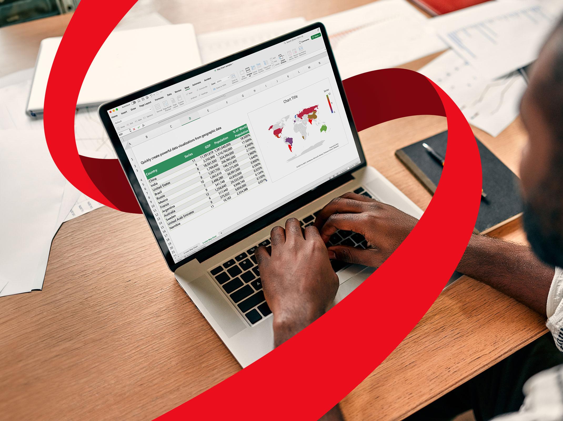 Business professional using Excel for powerful data analysis