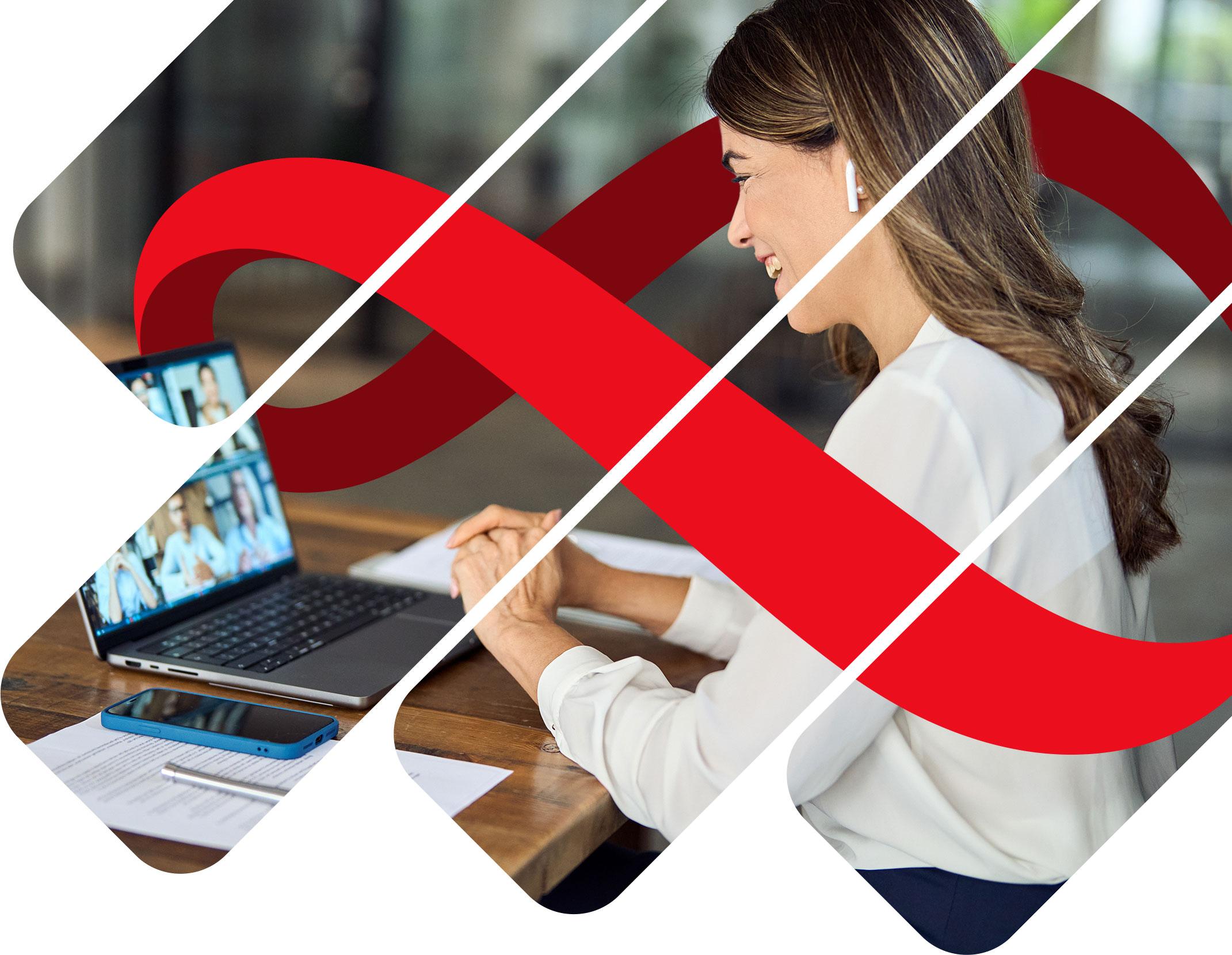 Woman participating in a live virtual training course