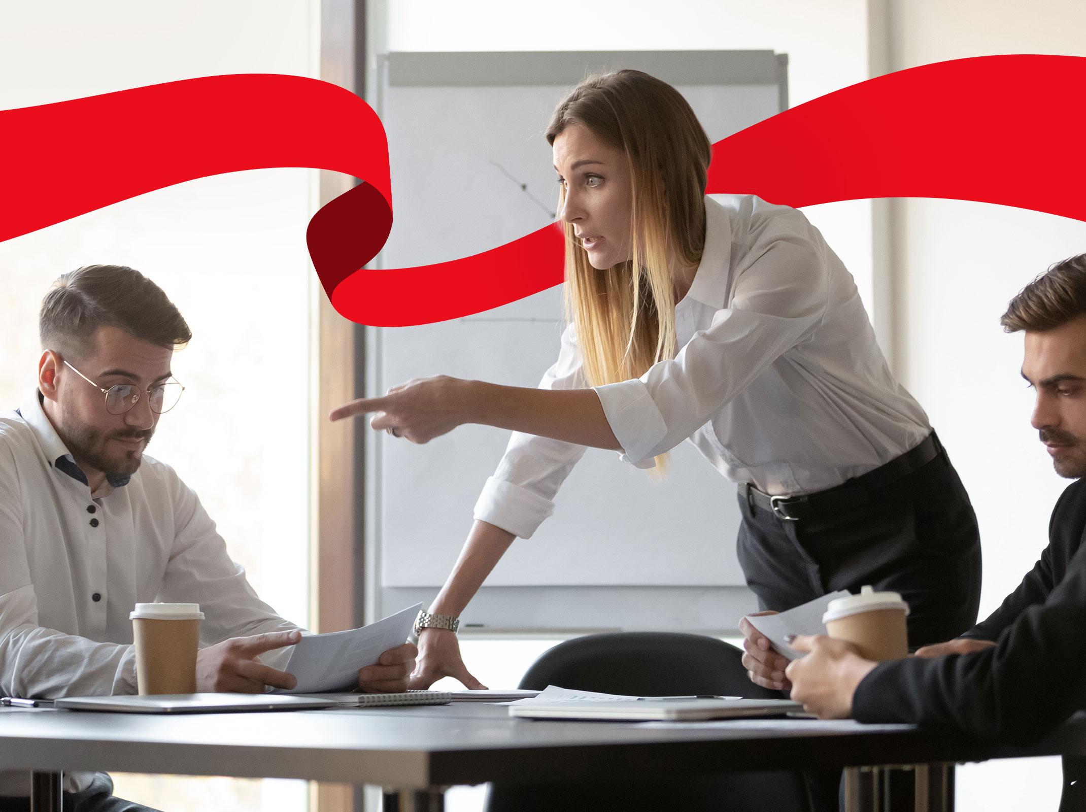 Co-workers in a emotionally charged meeting