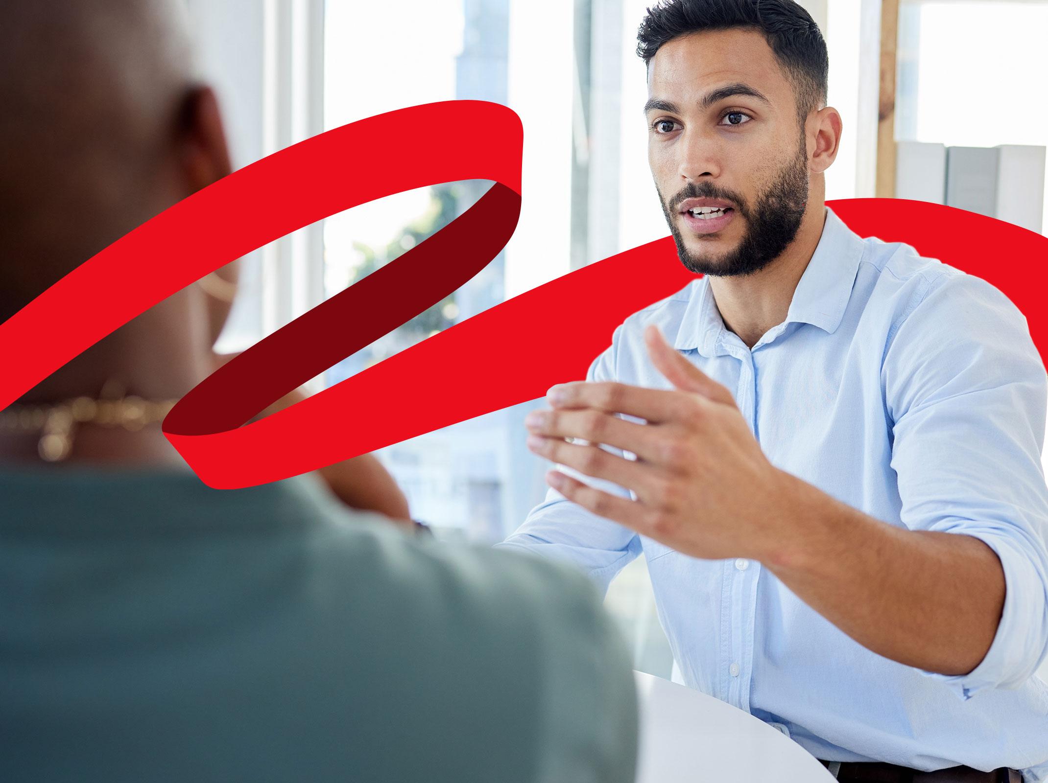 HR professional congratulating a first-time manager