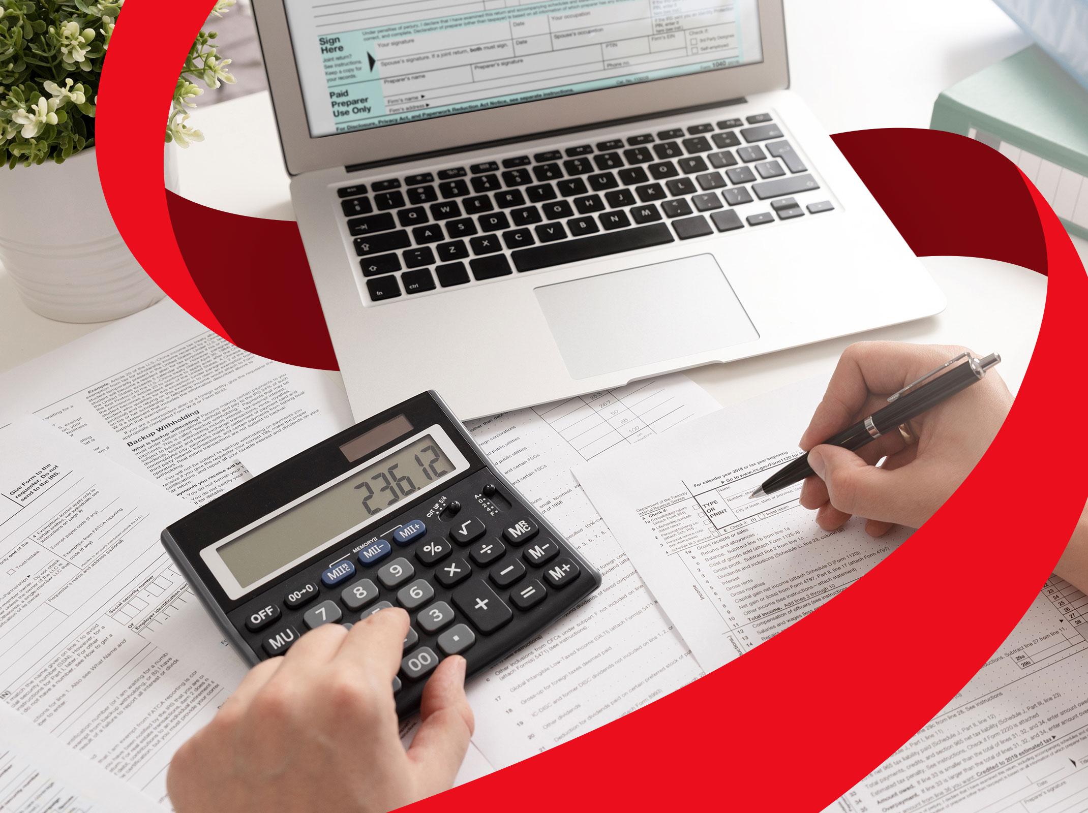 Business professional filling out IRS 1099 form