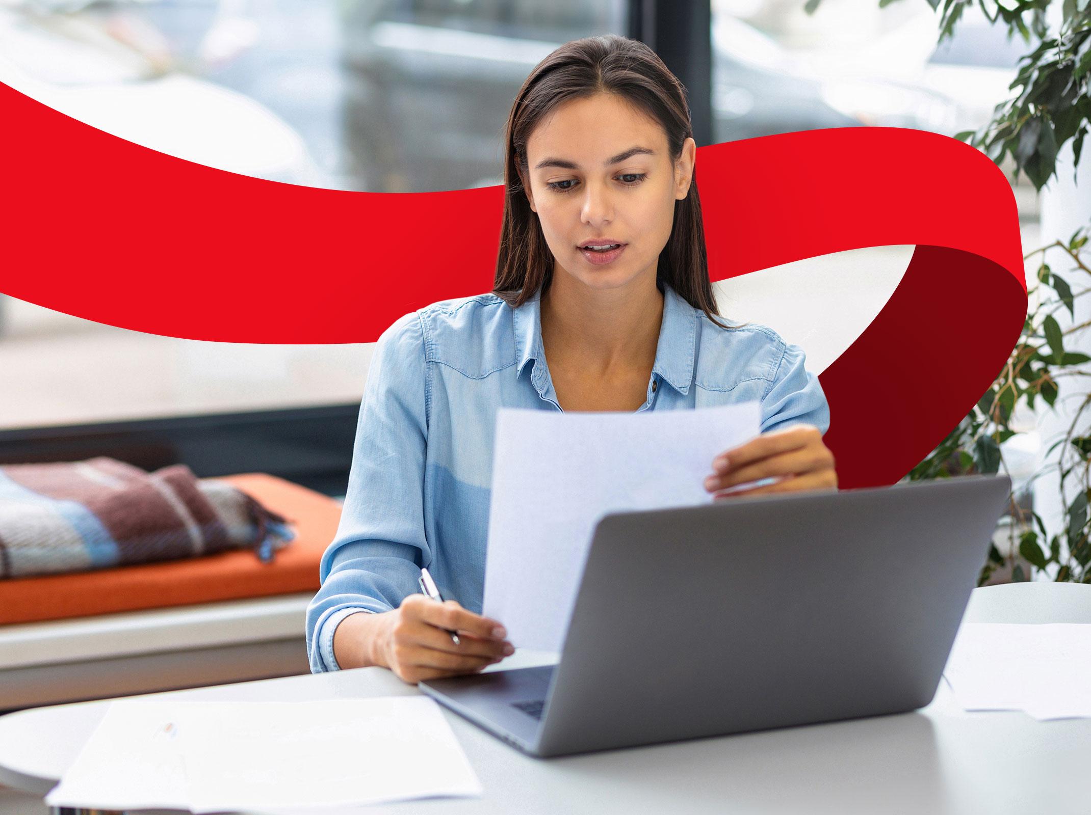 Professional woman reading a contract