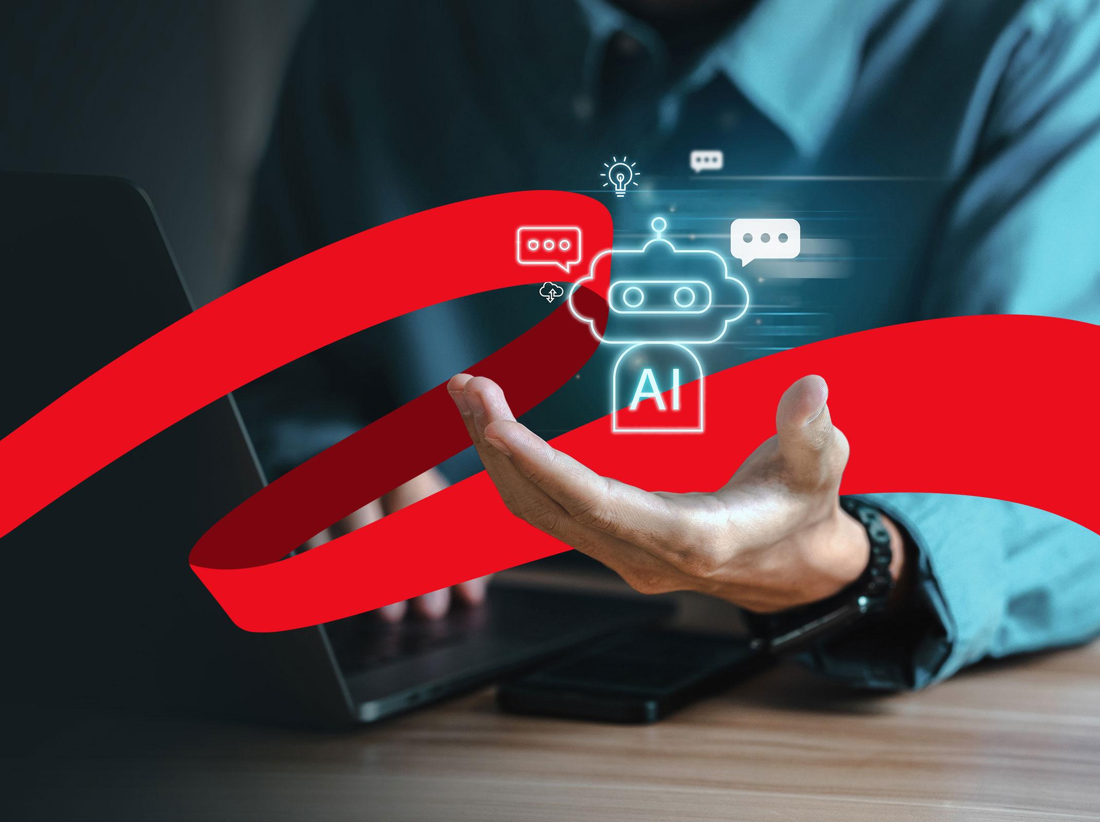 Business professional with AI tools and computer