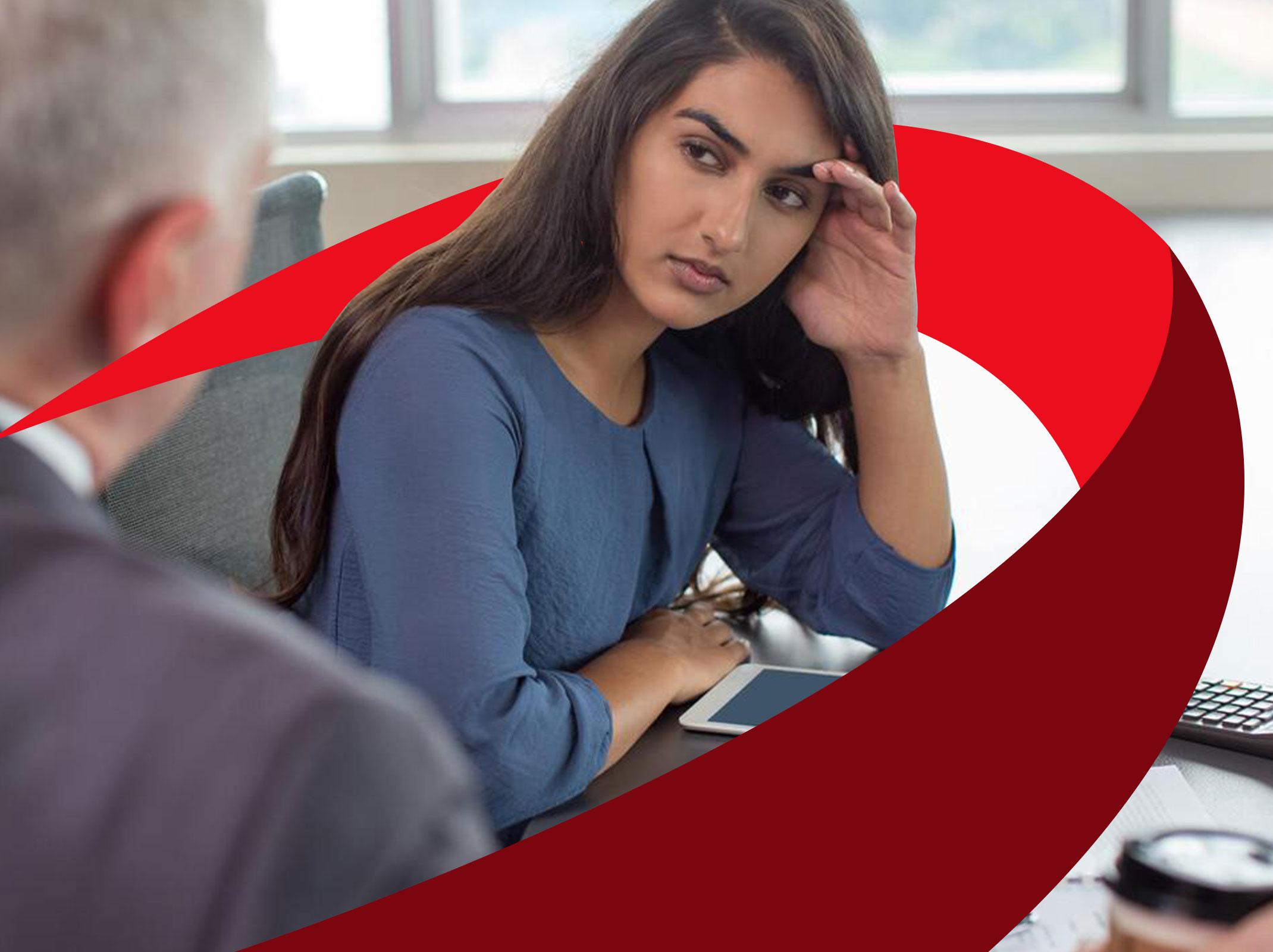 Employee having a difficult performance conversation with her boss